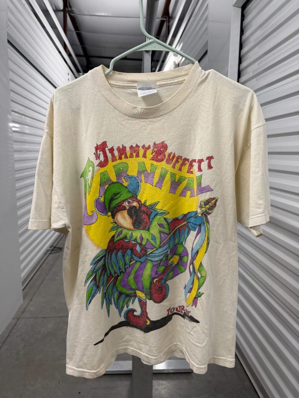 Jimmy Buffett Carnival Tour 1998 Men's Cream T-Shirt Size L Double Sided Concert